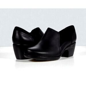 CLARKS Emily Amelia Leather Shoes Women  8.5 M Black Office Business Casual EUC